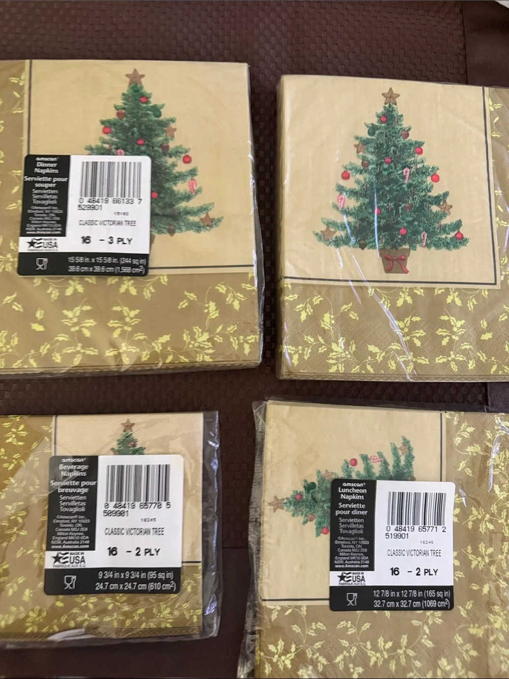 Amscan classic Victorian Tree Paper Napkins - Holiday Dinner Napkins 32 Count